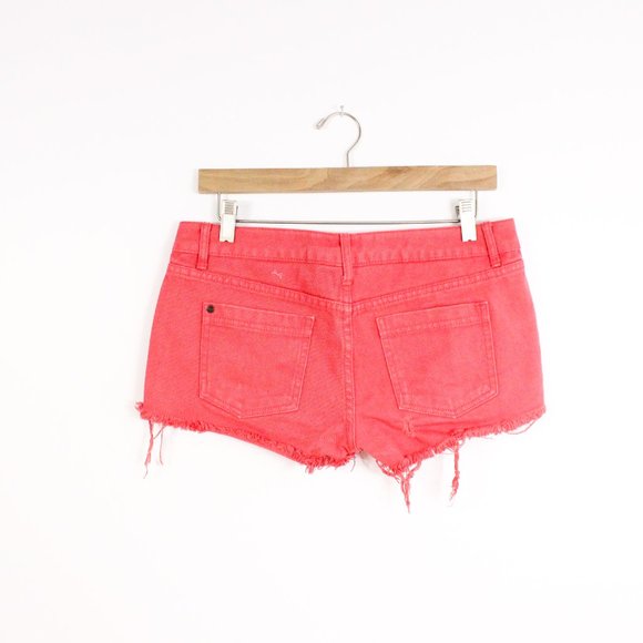*Element Red Distressed Denim Shorts - Picture 3 of 3